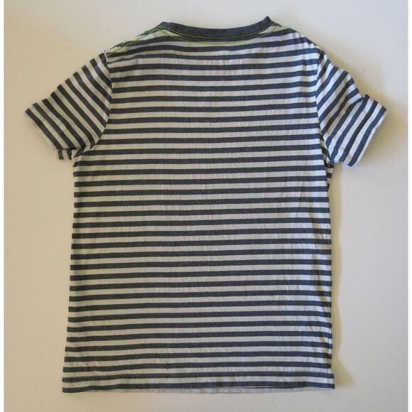 Mini Boden boys short sleeve stripe grey orange volcano surfing t-shirt top 9 10 - Picture 5 of 5